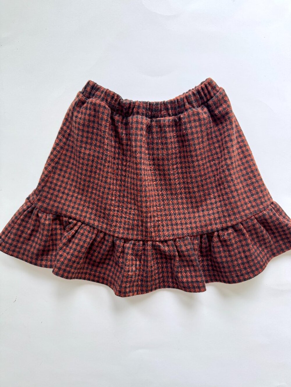 Zara Girls Rust Check Ruffle Skirt 2-3Y 98cm